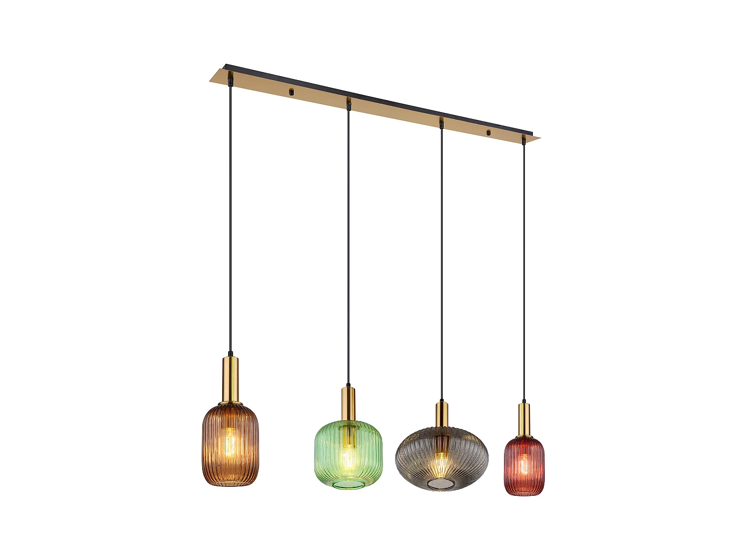 Suspension métal couleur laiton, 4x E27