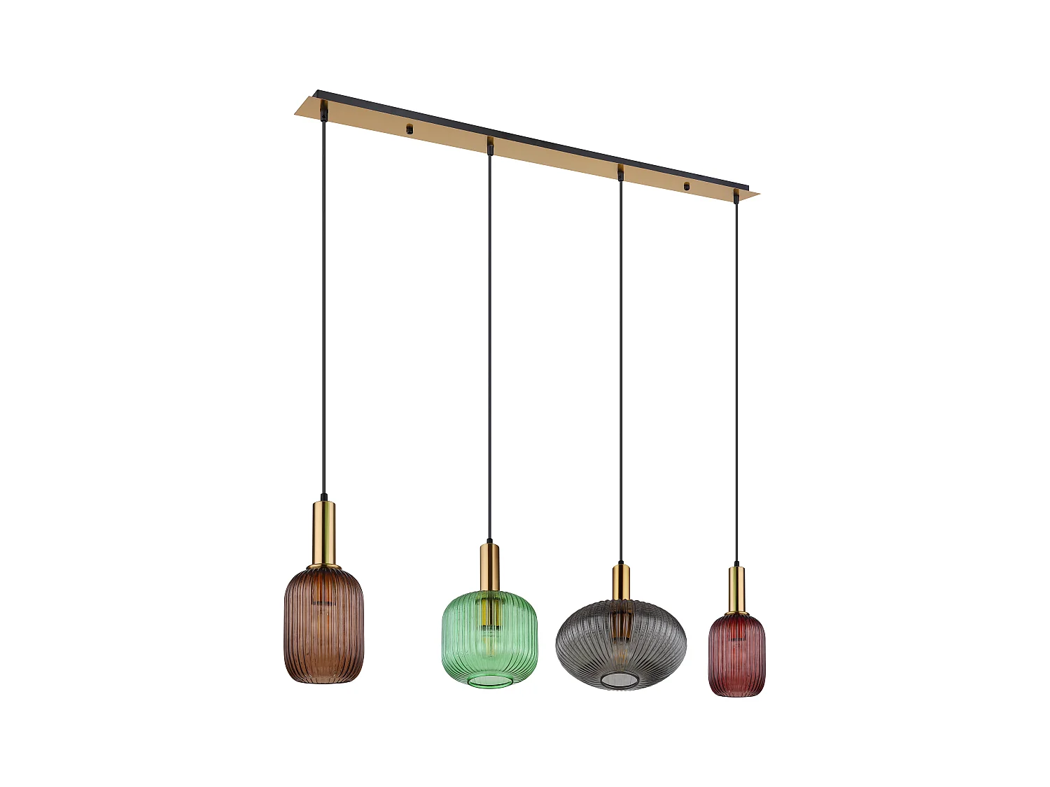 Suspension métal couleur laiton, 4x E27