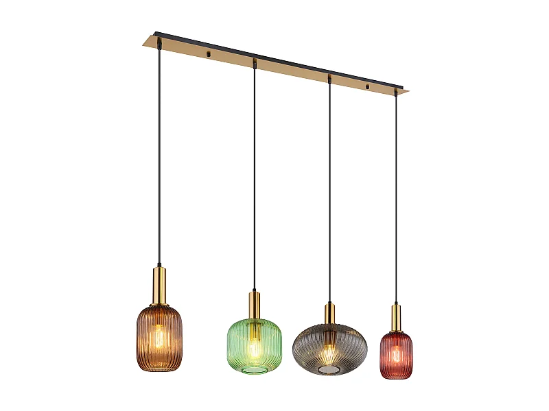 Suspension métal couleur laiton, 4x E27