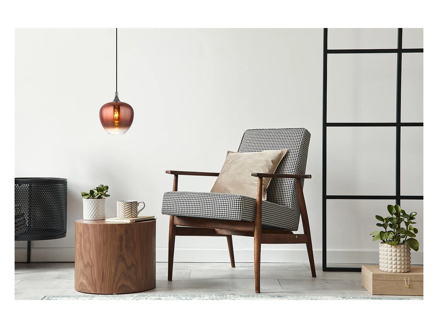 Suspension métal noir mat, 1x E27