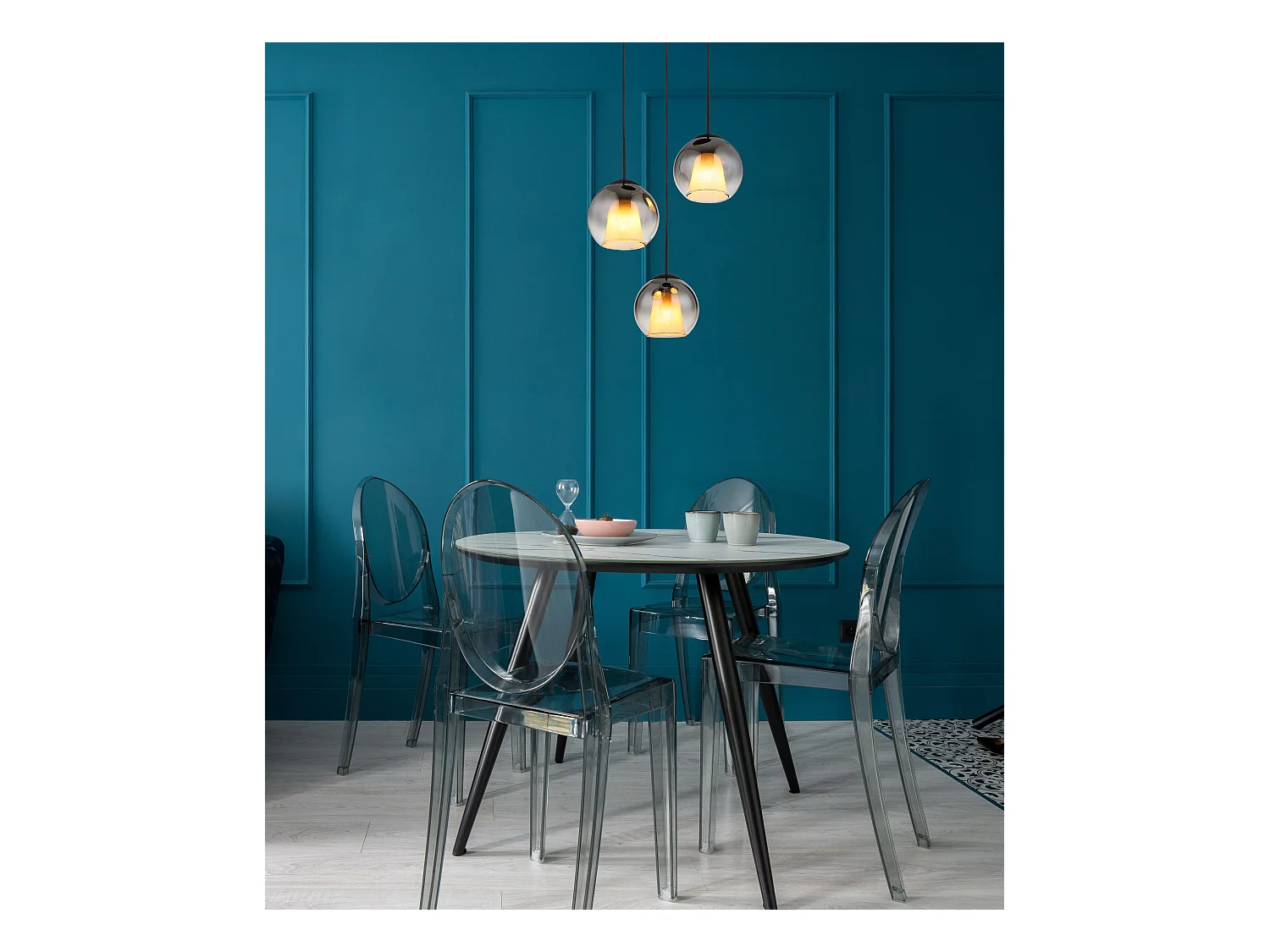 Suspension métal noir mat, 3x E27