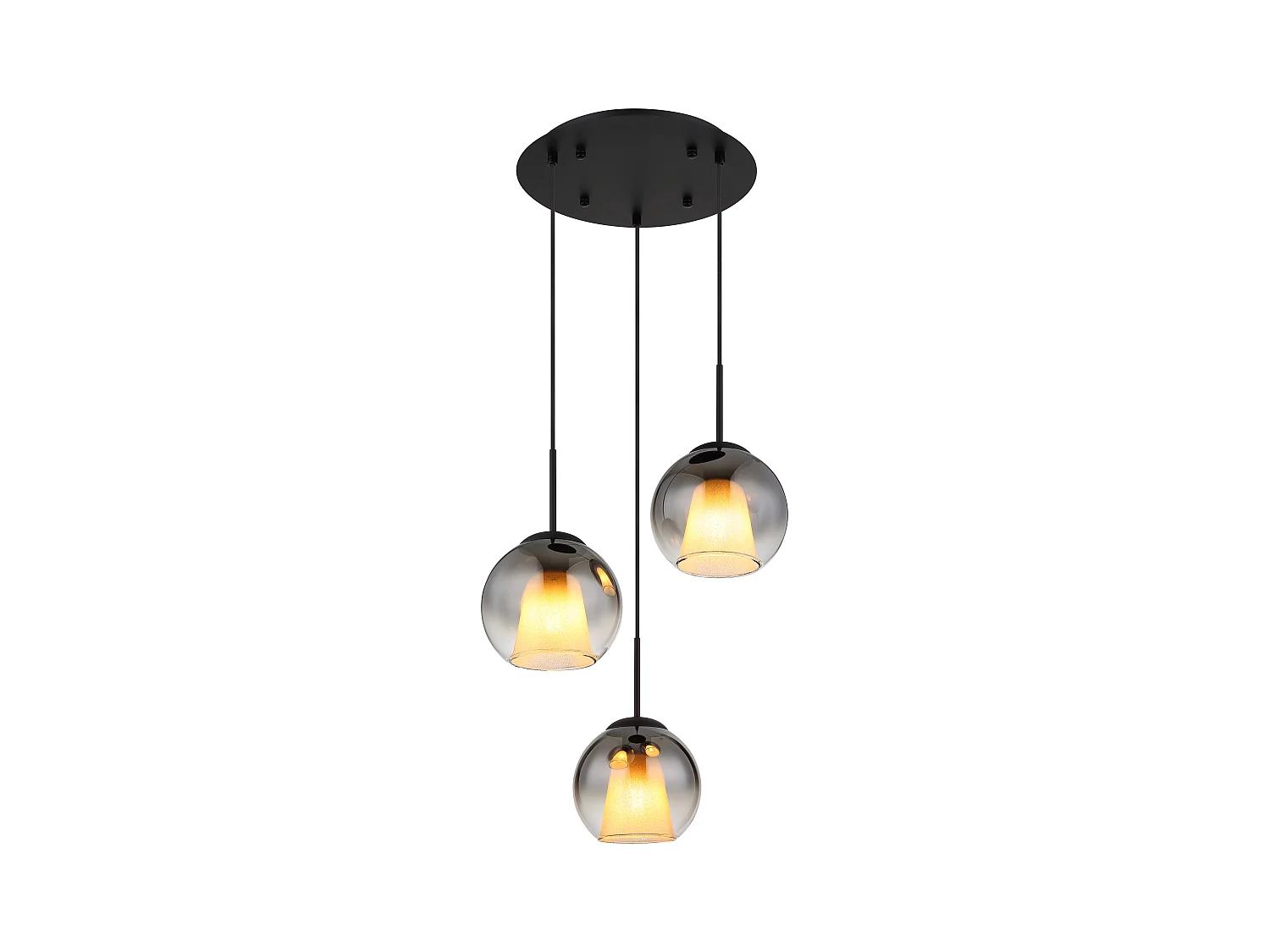 Suspension métal noir mat, 3x E27