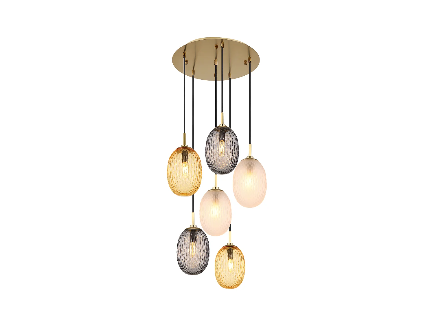 Suspension métal couleur or mat, 6x E14