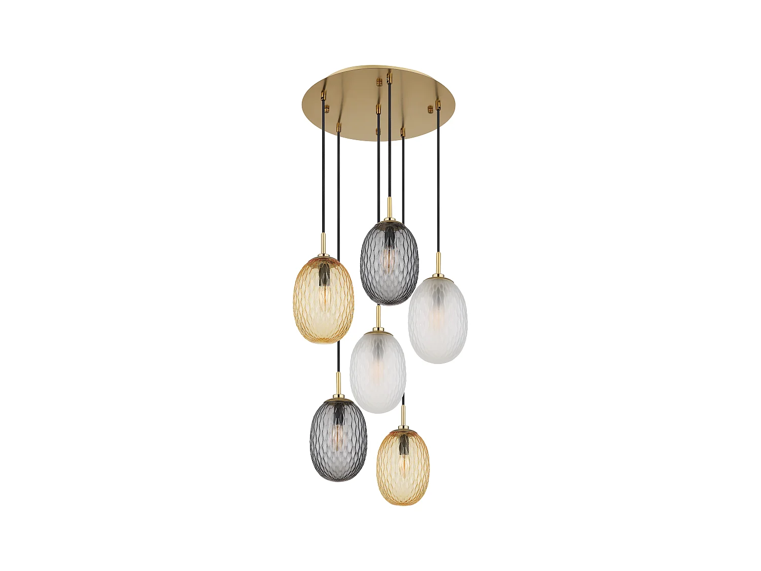 Suspension métal couleur or mat, 6x E14