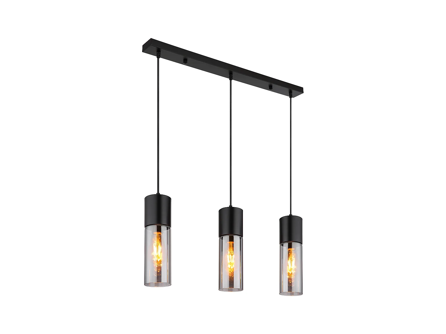 Lámpara colgante metal negro mate, 3x E27