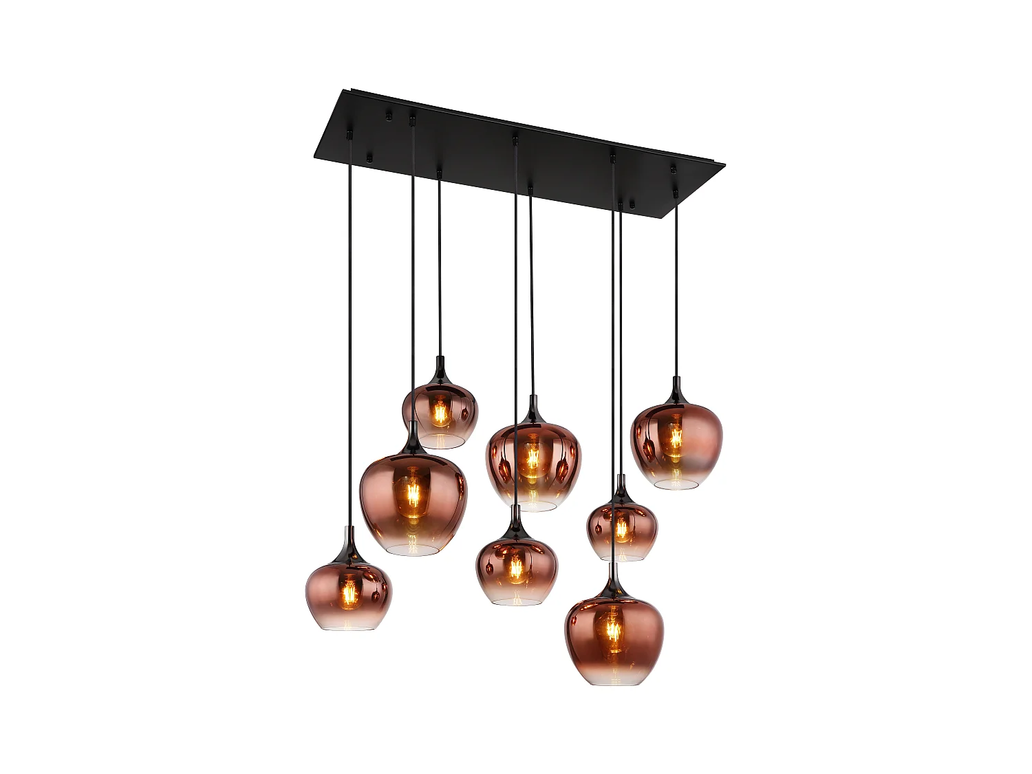 Suspension métal noir mat, 8x E27