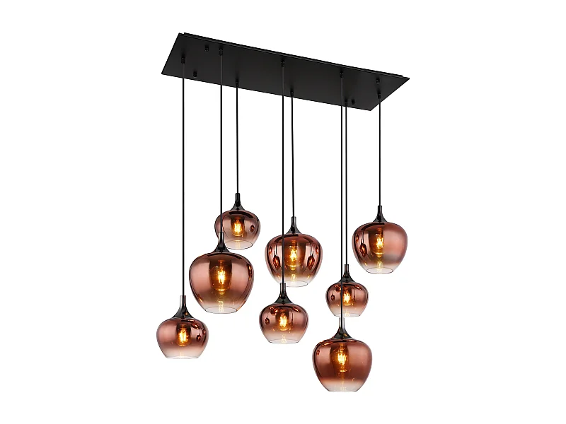 Suspension métal noir mat, 8x E27