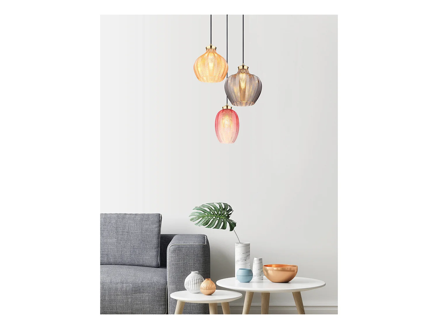 Hängeleuchte Metall goldfarben matt, 3x E27