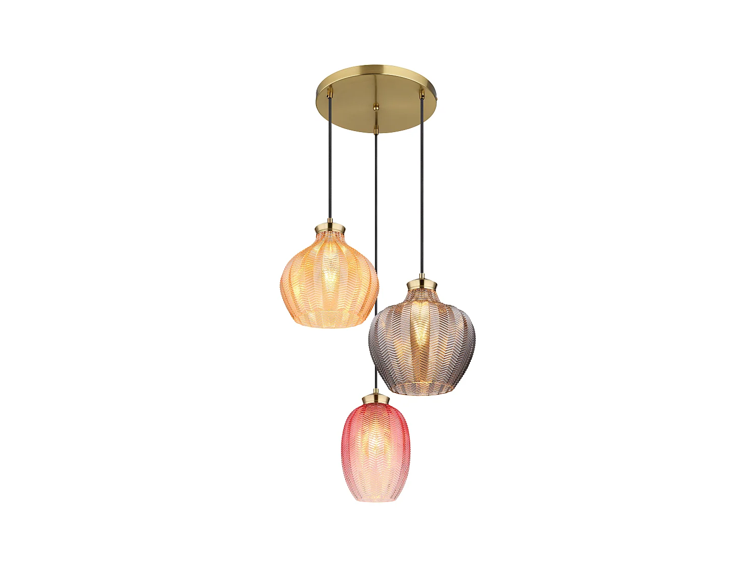 Suspension métal couleur or mat, 3x E27