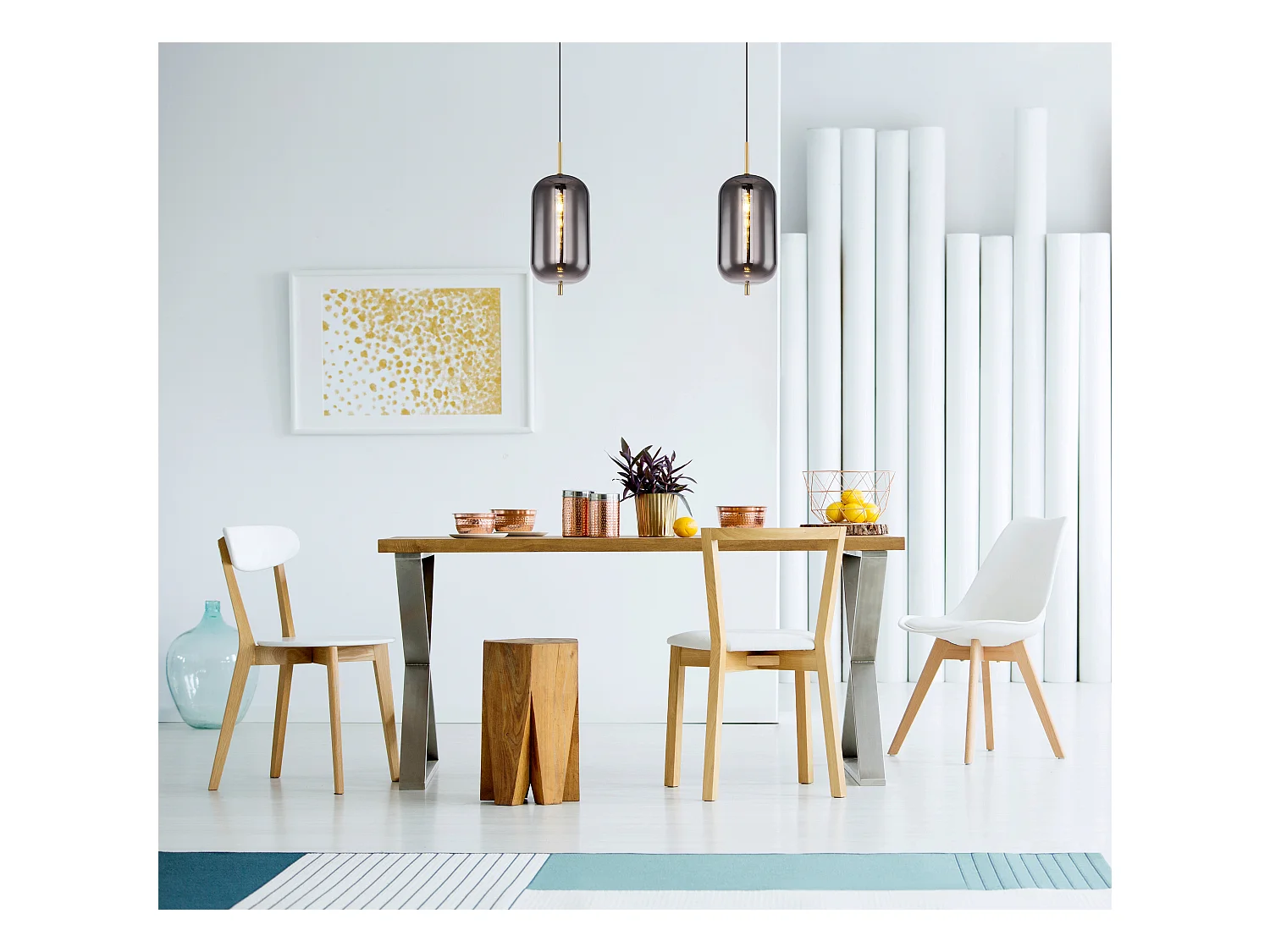 Suspension métal couleur laiton, 1x E27