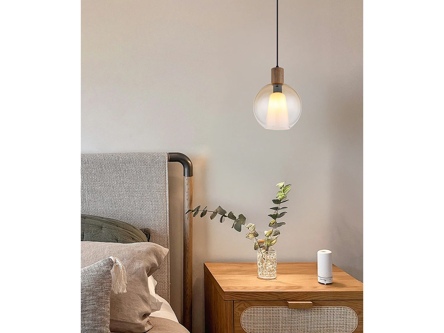 Suspension métal noir mat, 1x E27