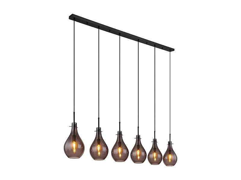 Suspension métal noir mat, 6x E14