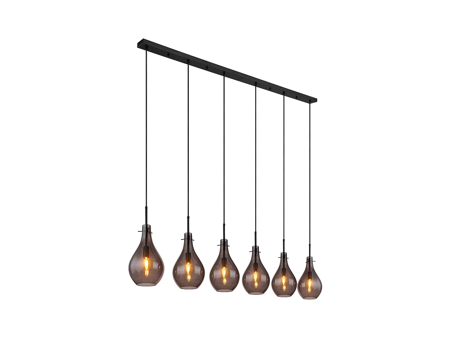 Suspension métal noir mat, 6x E14