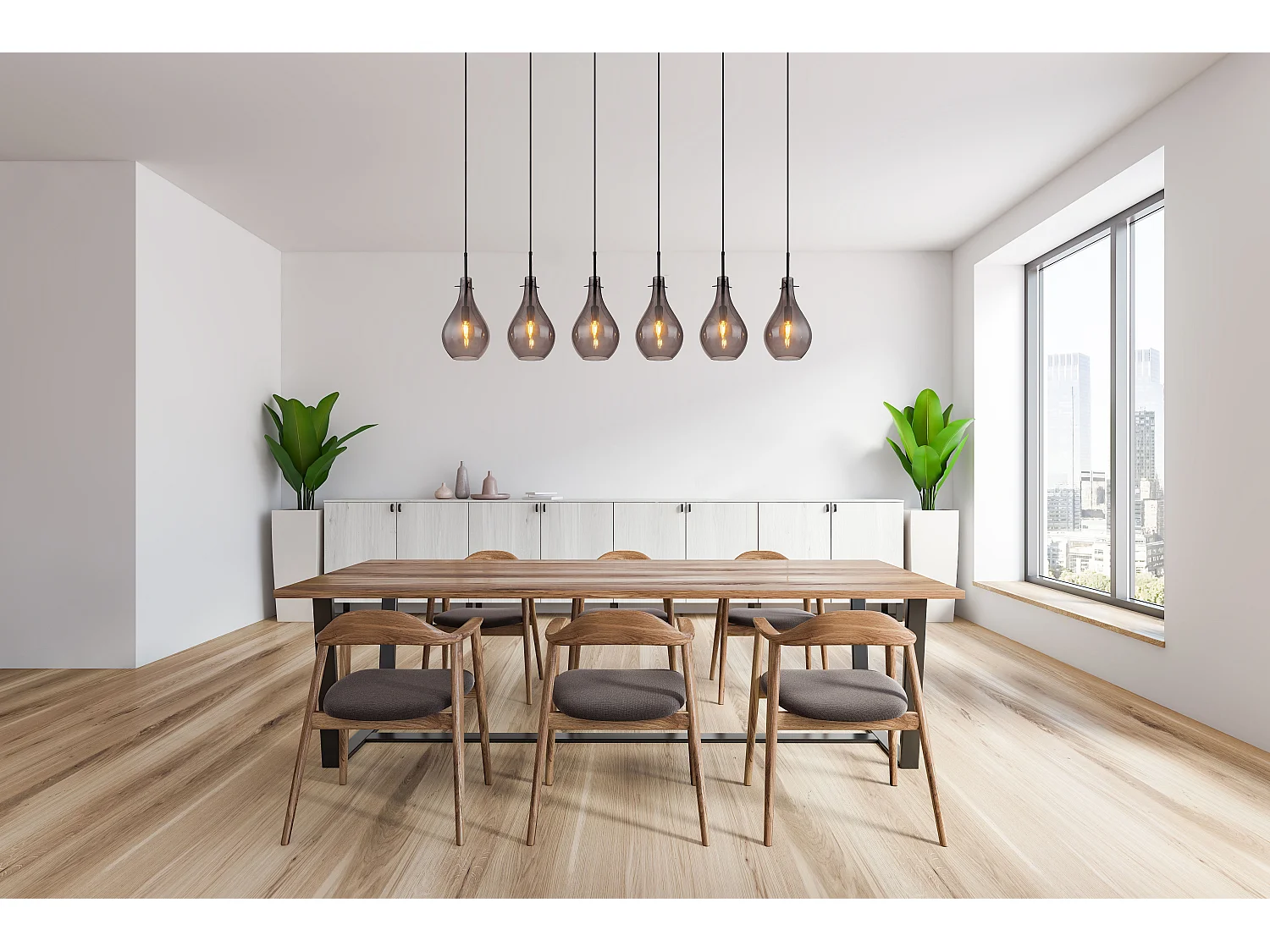 Hängeleuchte Metall schwarz matt, 6x E14