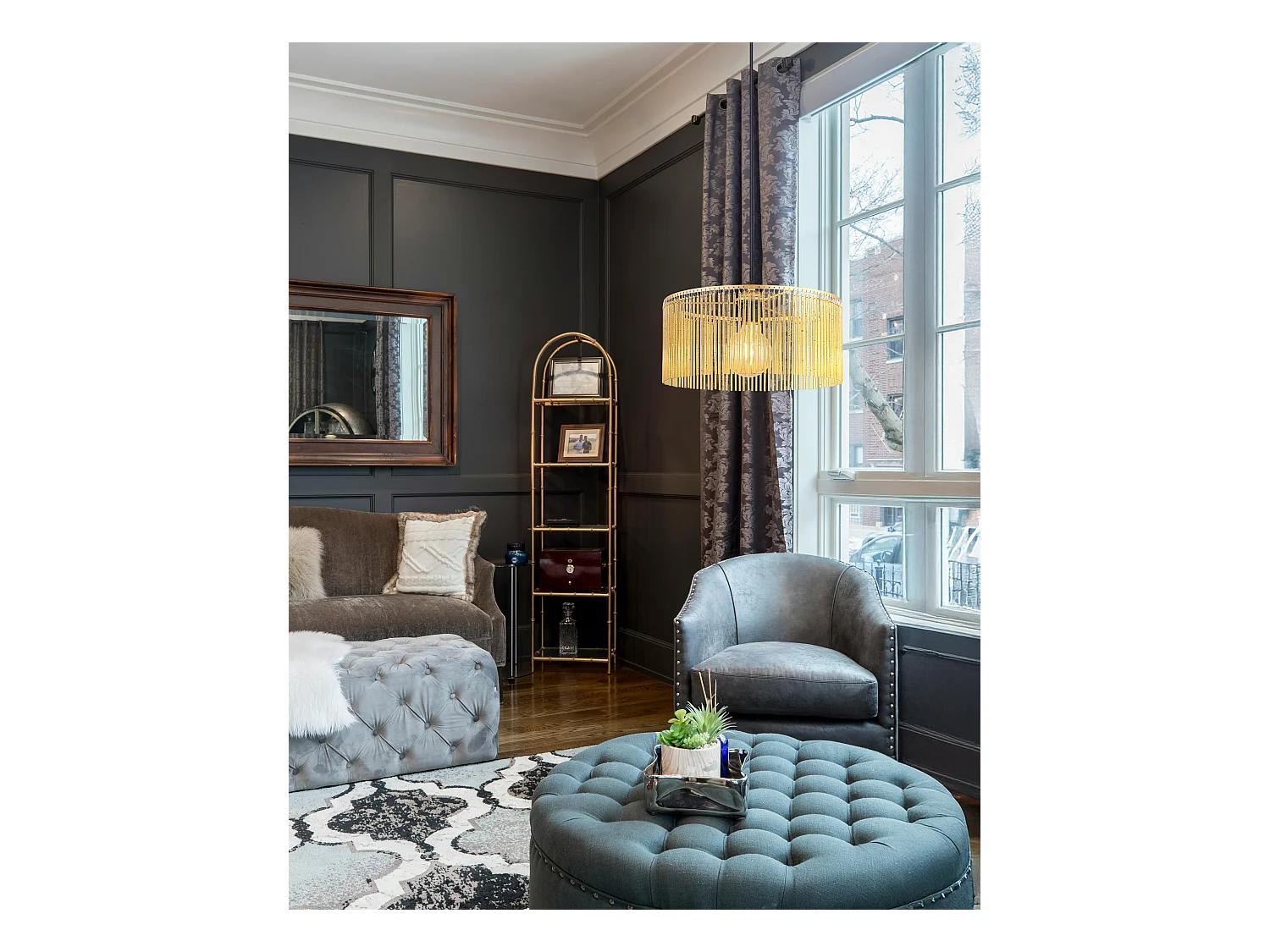 Hängeleuchte Metall goldfarben antik, 1x E27