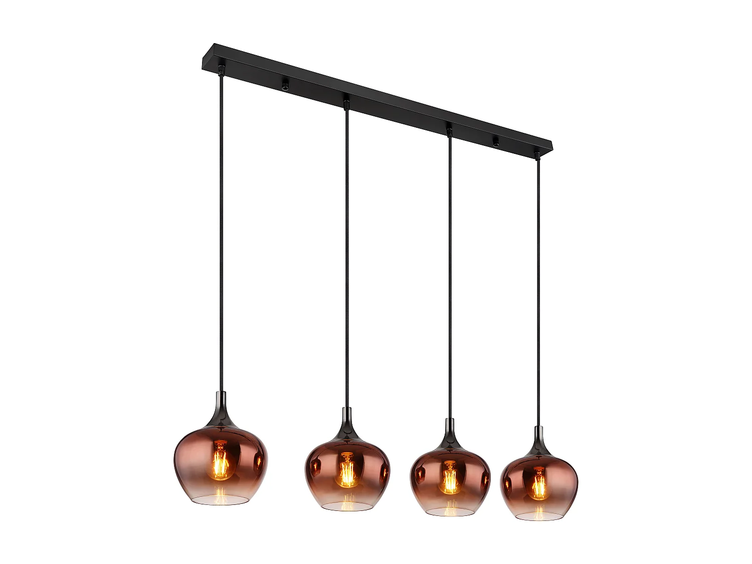 Suspension métal noir mat, 4x E27