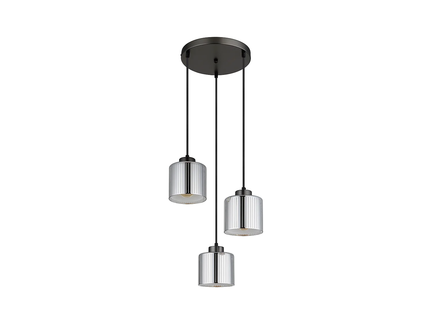 Suspension métal noir chromé/gunmetal mat, 3x E27