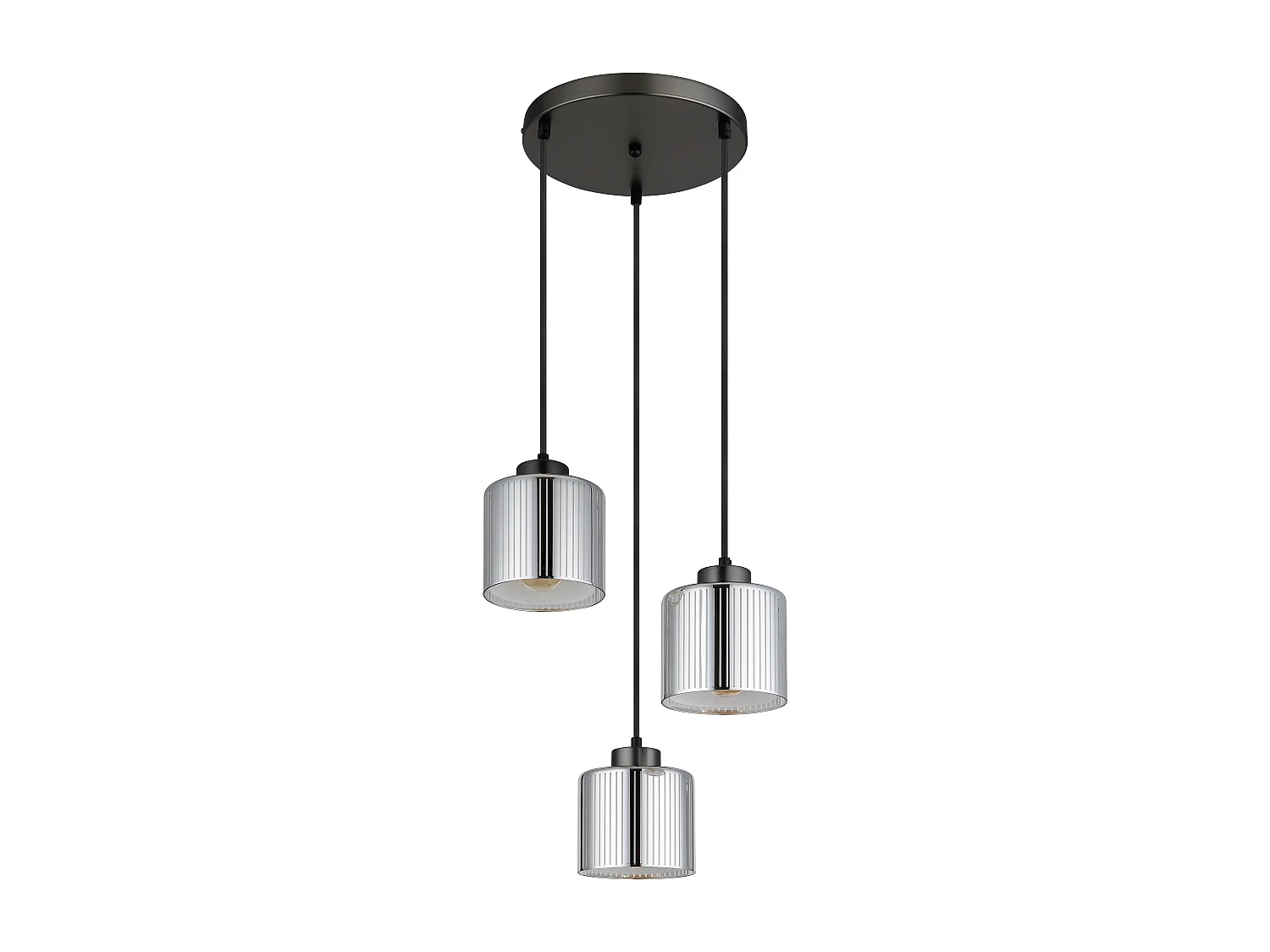 Suspension métal noir chromé/gunmetal mat, 3x E27