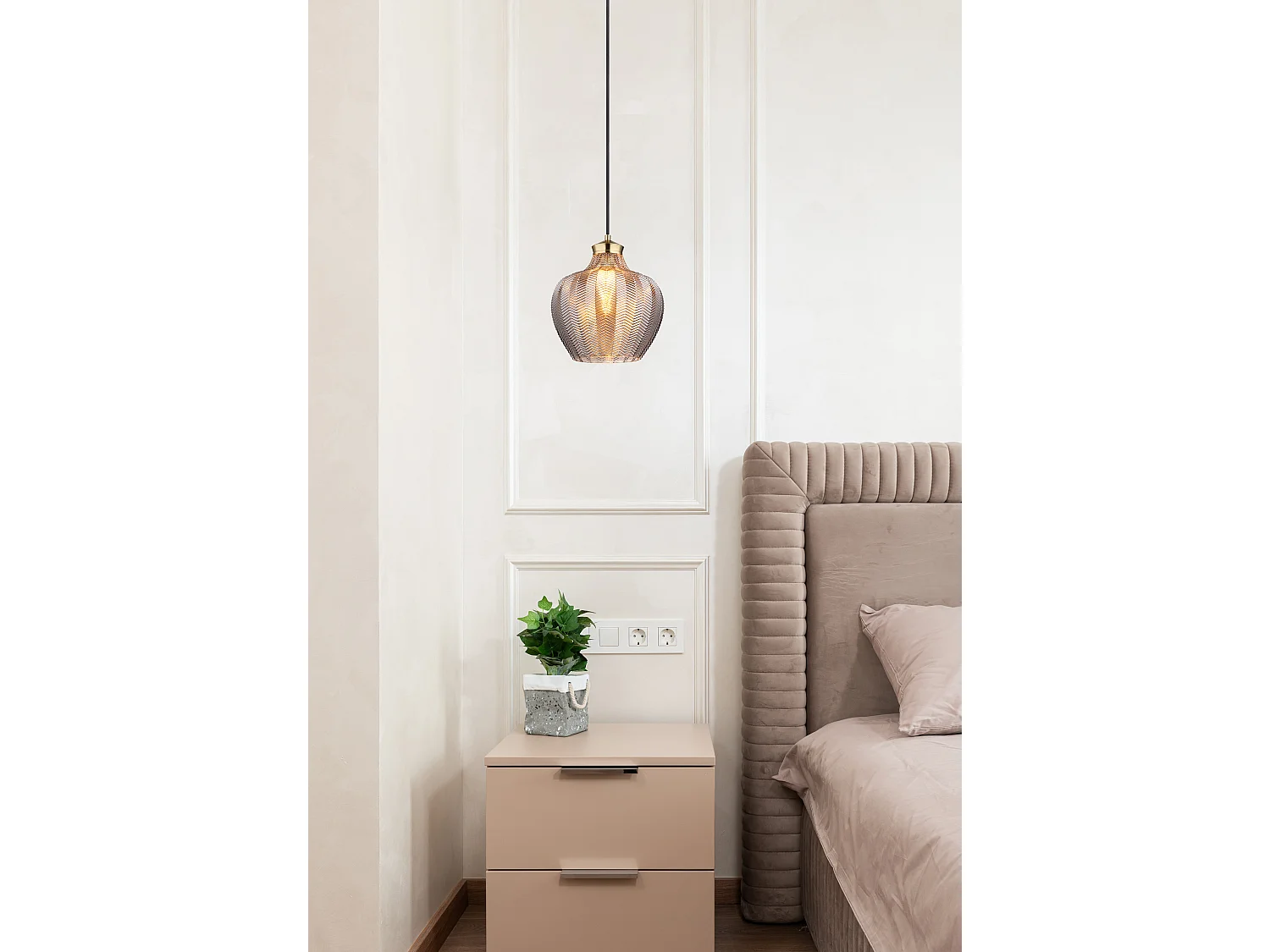 Lámpara colgante metal dorado mate, 1x E27