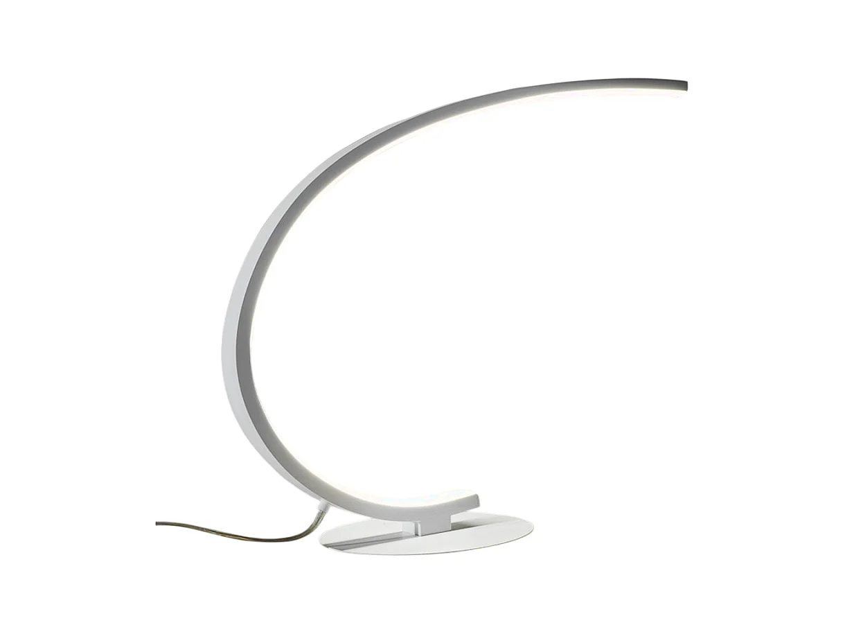 Lampe de table LED dimmable Iole 12W lumière chaude 3000K - Blanc satiné, design moderne, aluminium IP20