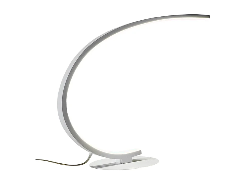 Lampe de table LED dimmable Iole 12W lumière chaude 3000K - Blanc satiné, design moderne, aluminium IP20