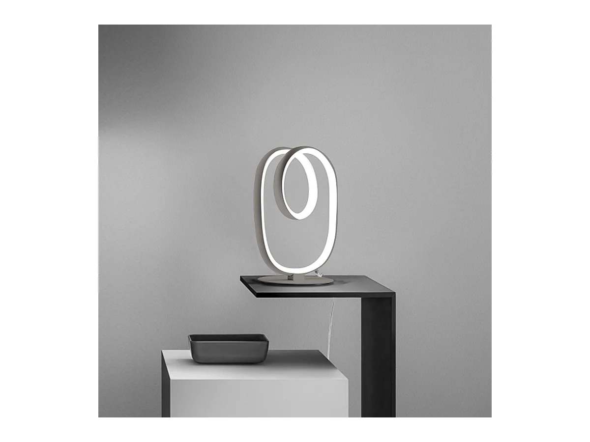 Diva - Lampe de table LED dimmable - Aluminium titane, diffuseur silicone, lumière chaude 3000K, 17W