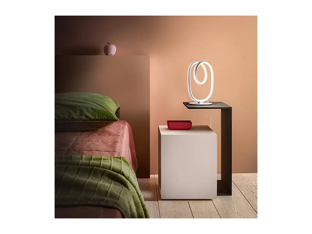 Diva - Lampe de table LED dimmable - Aluminium titane, diffuseur silicone, lumière chaude 3000K, 17W