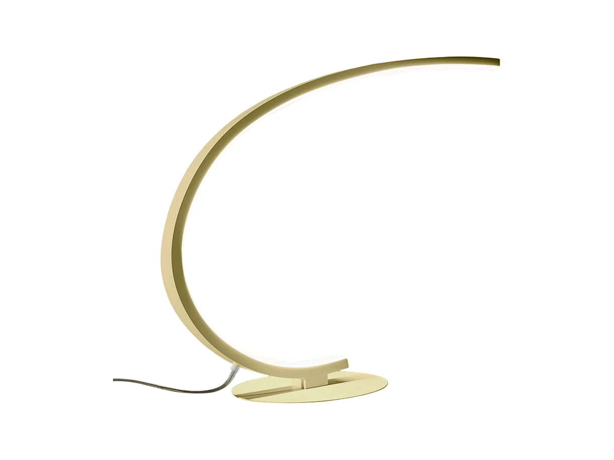 Lampe de table LED dimmable Iole 12W lumière chaude 3000K - Or brossé, design moderne, aluminium IP20