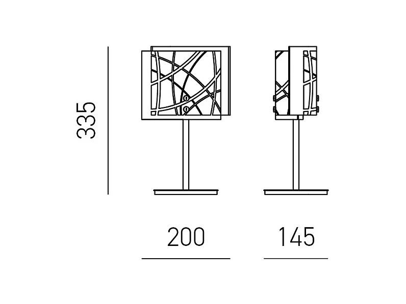 Lámpara de mesa Nereide 20x35,5cm con cristal serigrafiado blanco satinado 1XE14, base cromada, diseño moderno, IP20, máx 1x42W