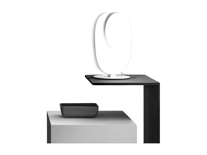 Diva - Lampe de table LED dimmable - Aluminium blanc satiné, diffuseur en silicone, lumière chaude 3000K, 17W