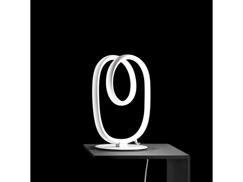 Diva - Lampe de table LED dimmable - Aluminium blanc satiné, diffuseur en silicone, lumière chaude 3000K, 17W