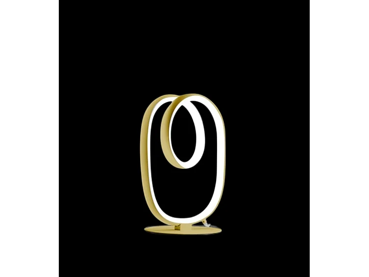 Diva - Lampada da tavolo led dimmerabile design moderno - Alluminio oro spazzolato, diffusore in silicone, luce calda 3000K, 17W