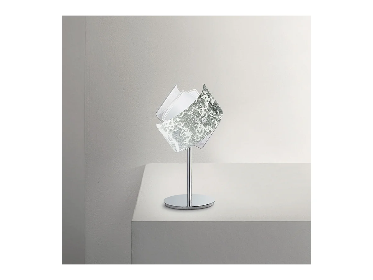 Camilla - Lampa stołowa w kolorze srebrnym 1XE14 max 1X42W IP20 - Nowoczesna lampa stołowa z metalową podstawą i zdobionym szkłem - Gniazdo E27