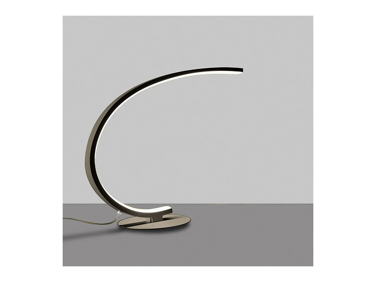 Lampe de table LED dimmable Iole 12W lumière chaude 3000K - Titane, design moderne, aluminium IP20