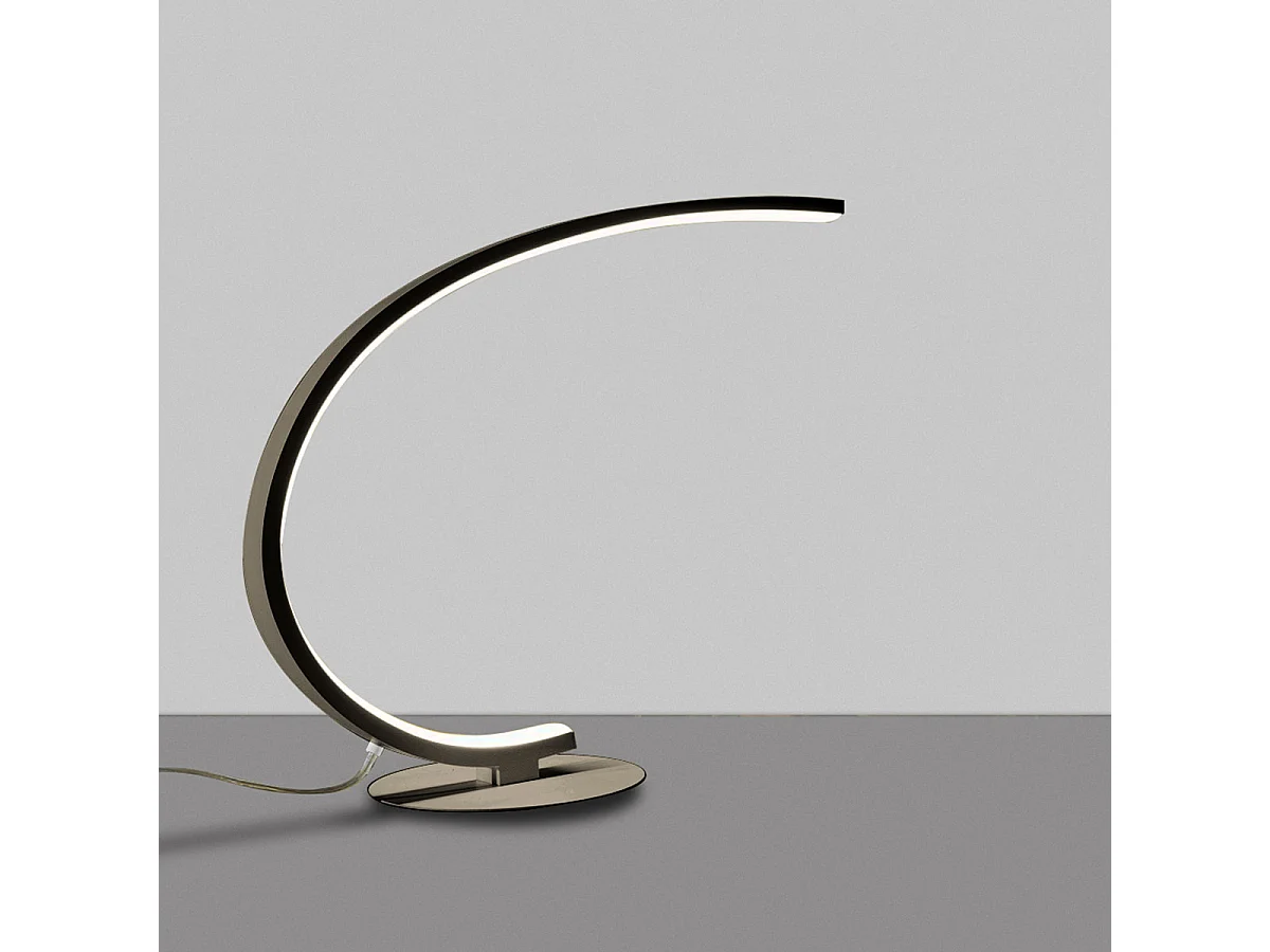 Lampe de table LED dimmable Iole 12W lumière chaude 3000K - Titane, design moderne, aluminium IP20