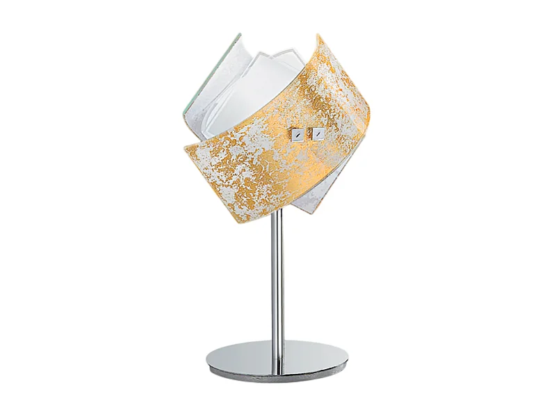 Camilla - Candeeiro de mesa em folha de ouro 1XE14 max 1X42W IP20 - Candeeiro de mesa moderno com base em metal e vidro decorado - Soquete E27