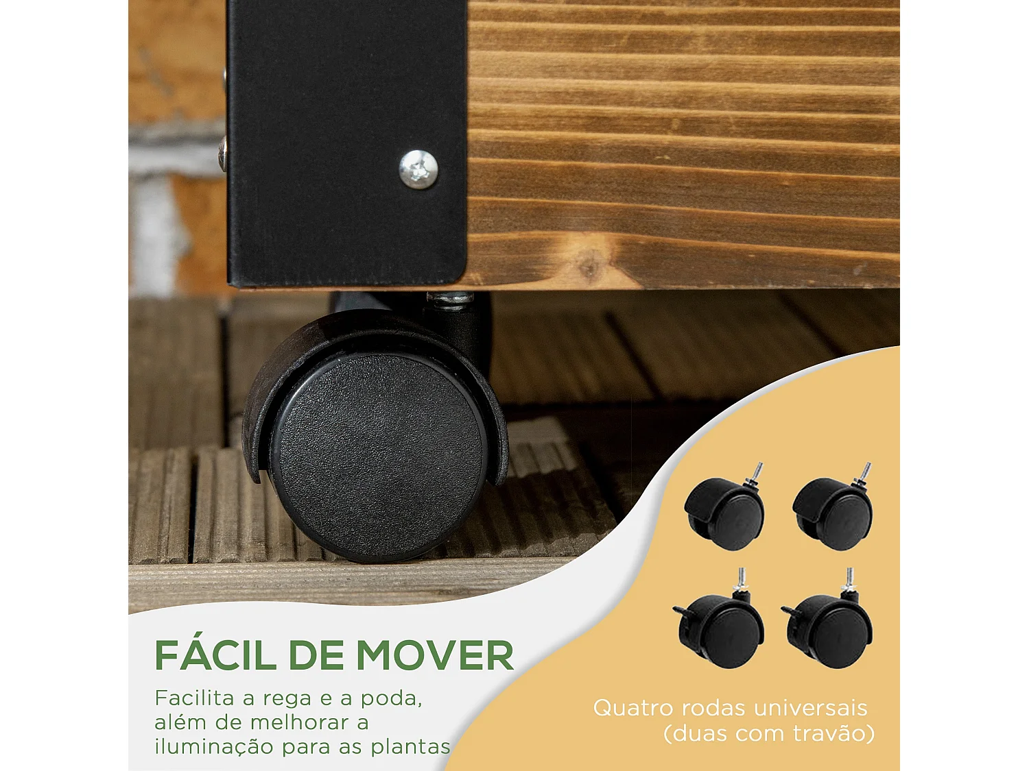 Floreira Elevada de Madeira com Treliça e Rodas para Plantas Trepadeiras - Design Elegante e Funcional 65x31x147 cm