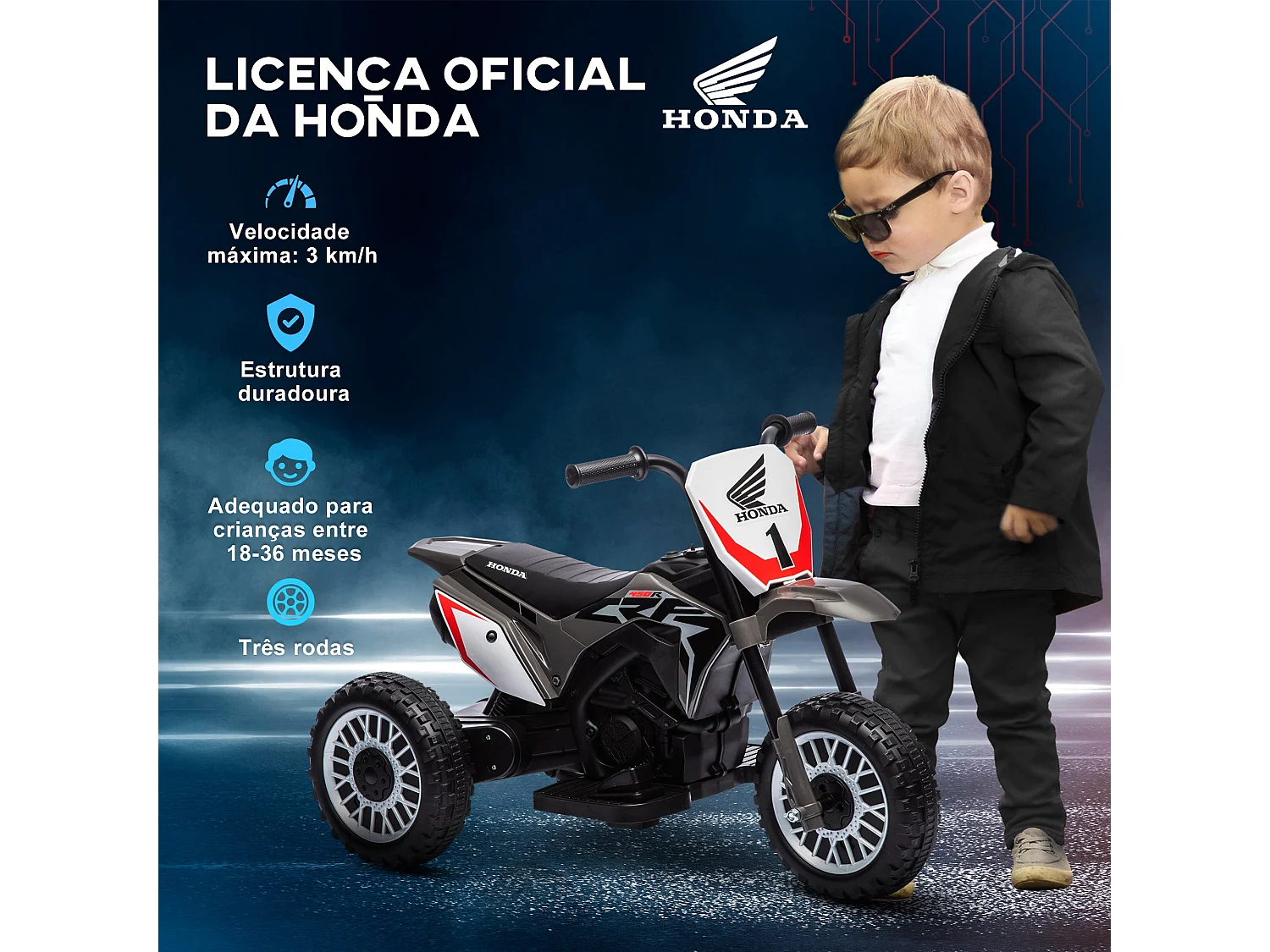 Mota Elétrica Infantil Licenciada Honda CRF450RL - Segurança e Diversão para Crianças