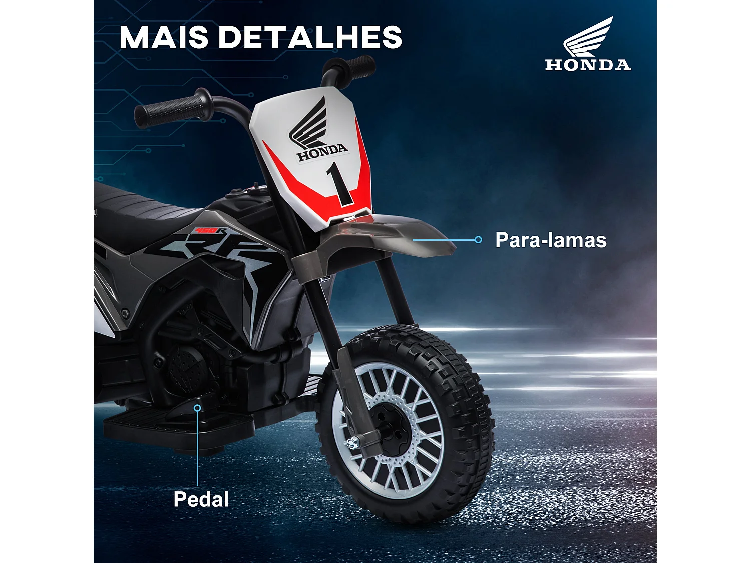 Mota Elétrica Infantil Licenciada Honda CRF450RL - Segurança e Diversão para Crianças