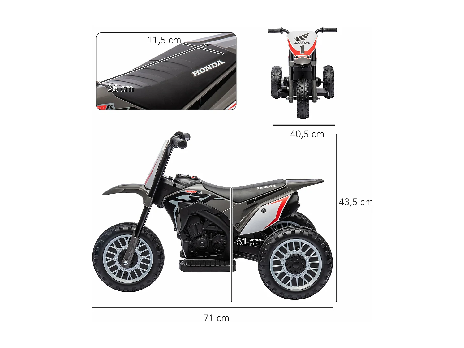 Mota Elétrica Infantil Licenciada Honda CRF450RL - Segurança e Diversão para Crianças