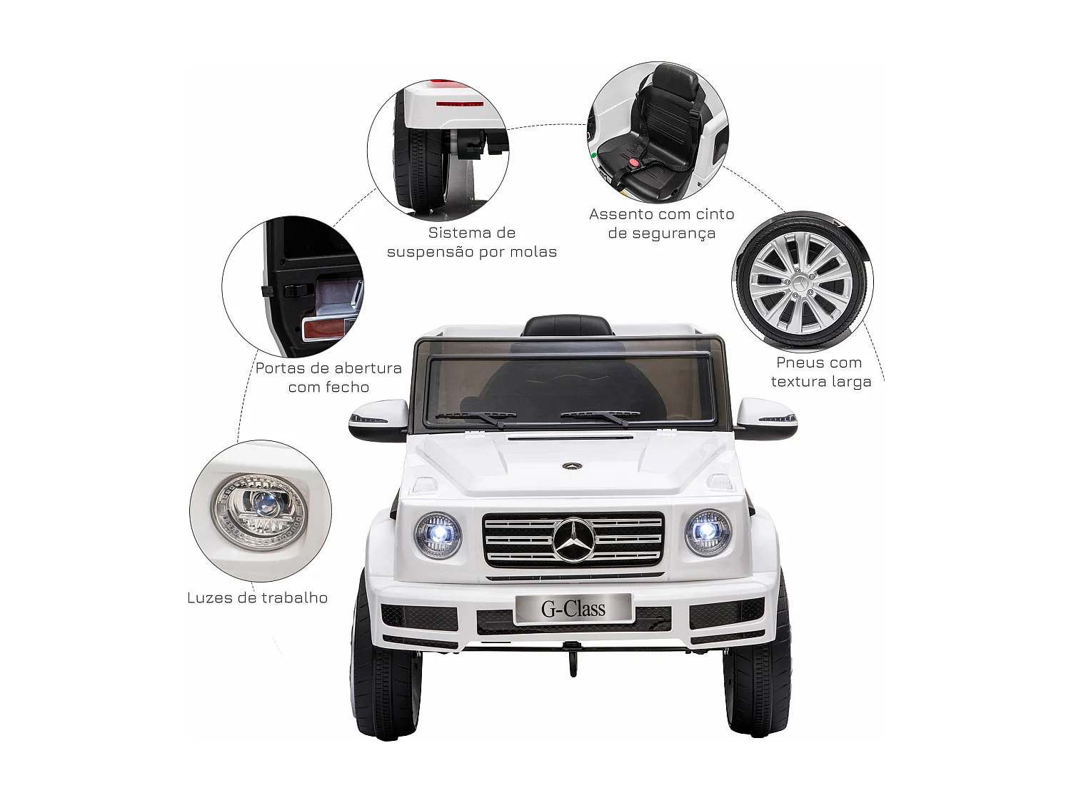 Carro Elétrico Infantil BENZ G500 Todo-o-Terreno com Controle Remoto e Música - Ideal para Crianças Acima de 3 Anos