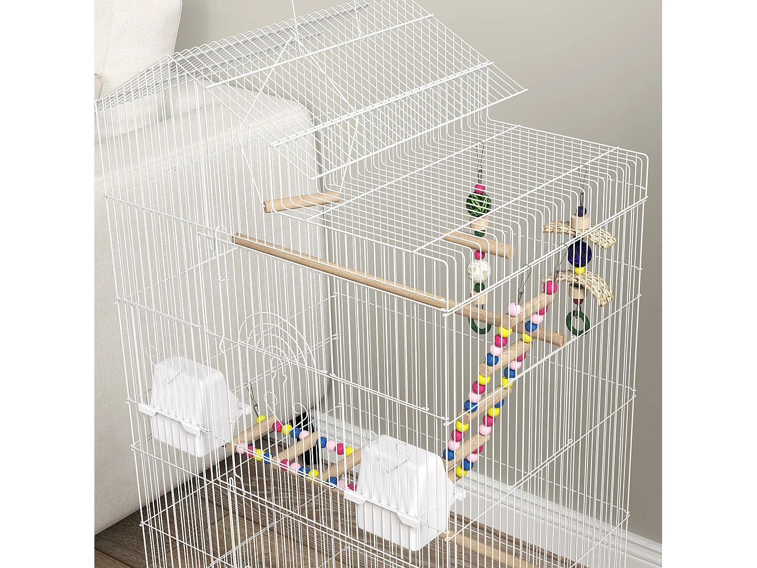 Gaiola para Pássaros PawHut com Acessórios e Bandeja Removível - Ideal para Periquitos e Canários