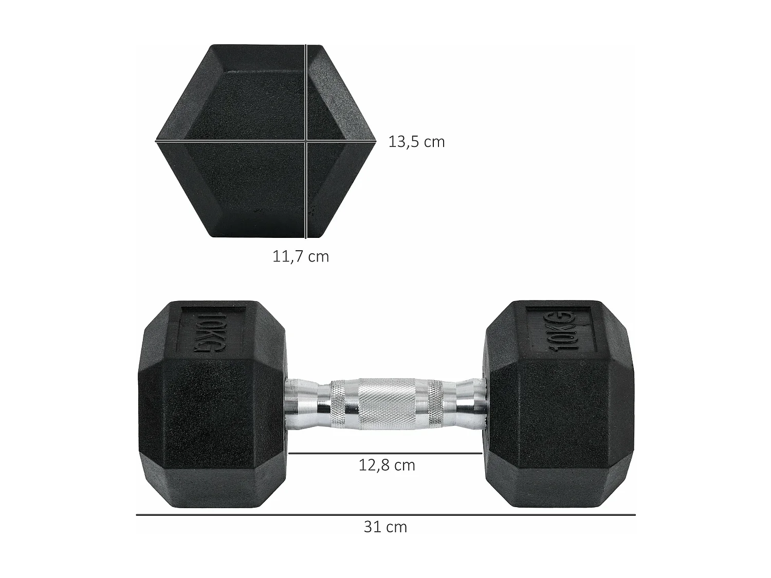 Conjunto de Halteres de 20 kg com Barra Metálica e Cabeça Hexagonal - Ideal para Treino em Casa e Ginásio