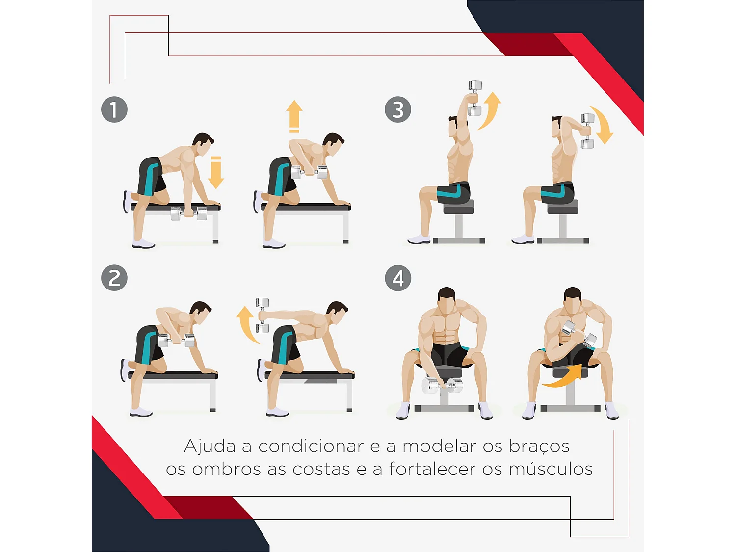 Conjunto de Halteres de 16 kg com Barra Metálica e Cabeça Hexagonal para Treino em Casa