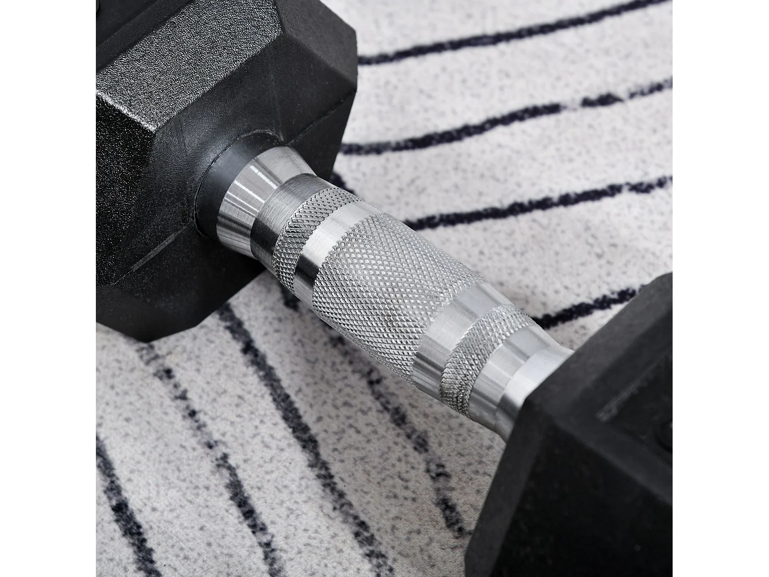 Conjunto de Halteres de 16 kg com Barra Metálica e Cabeça Hexagonal para Treino em Casa