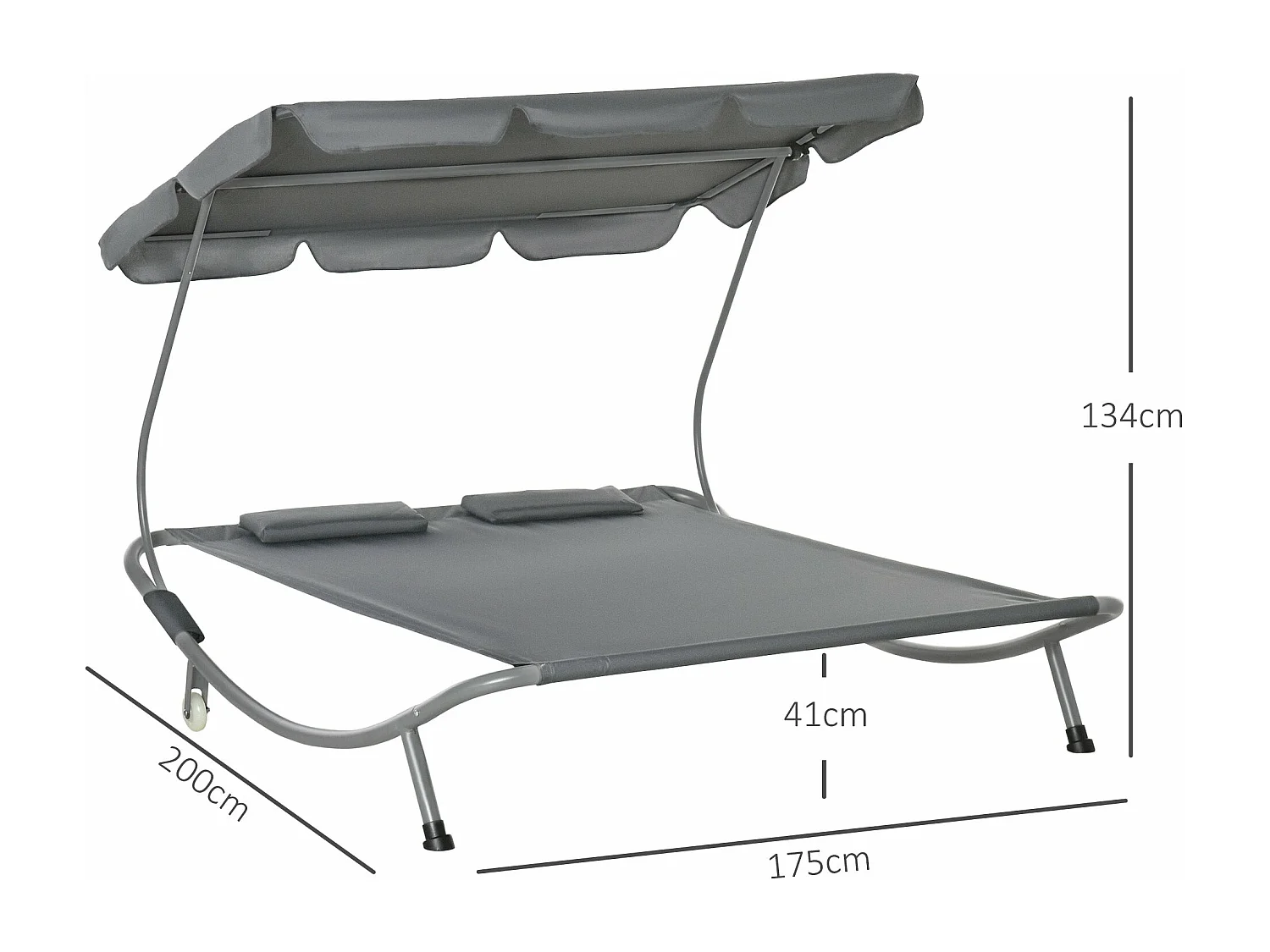 Espreguiçadeira Dupla de Jardim com Toldo Ajustável e Almofadas para Conforto a Dois
