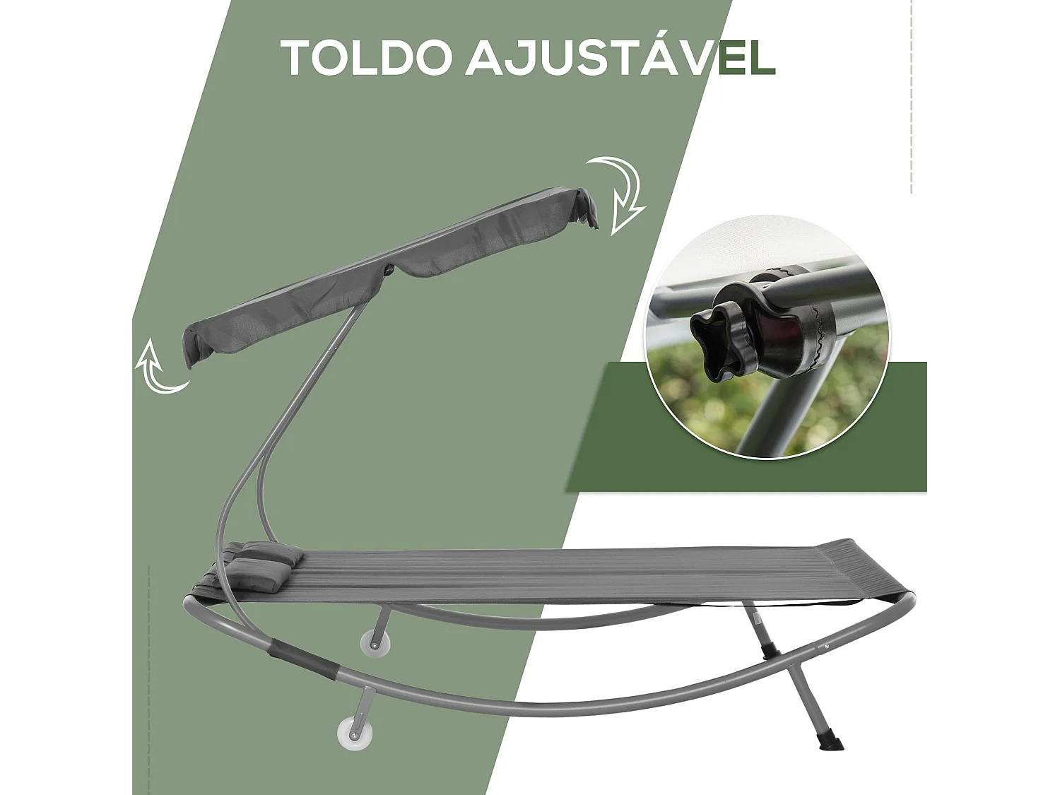 Espreguiçadeira Dupla de Jardim com Toldo Ajustável e Almofadas para Conforto a Dois