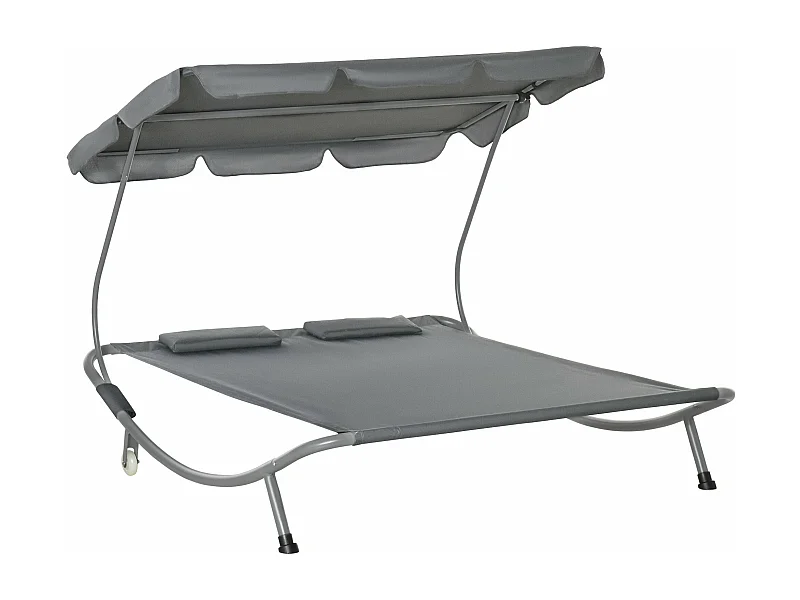 Espreguiçadeira Dupla de Jardim com Toldo Ajustável e Almofadas para Conforto a Dois