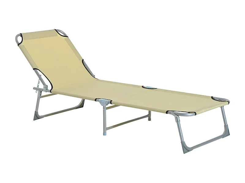 Espreguiçadeira Dobrável e Reclinável com Estrutura Metálica e Tecido Oxford para Uso Externo