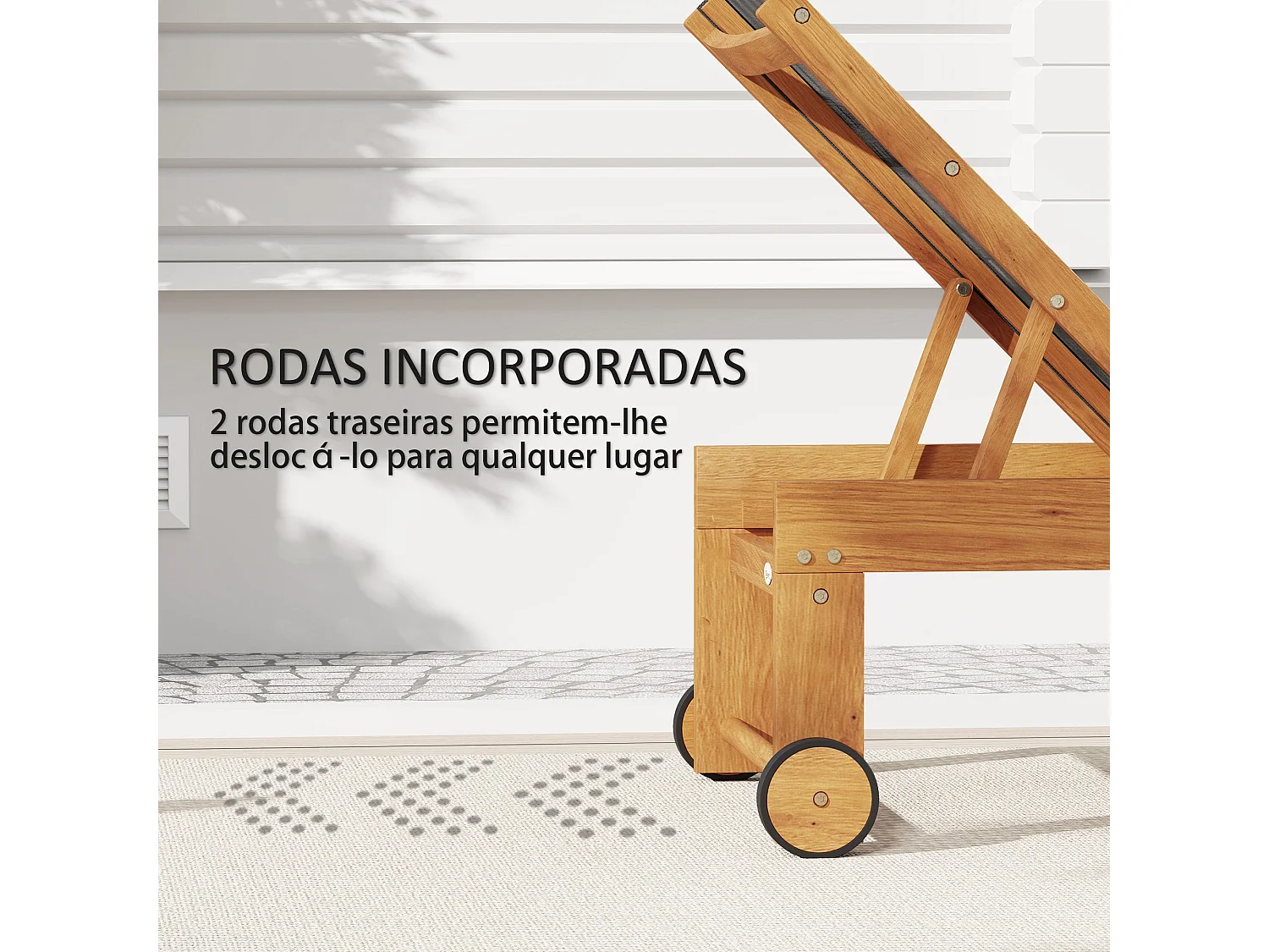 Espreguiçadeira de Acácia Ajustável com Rodas - Conforto e Estilo para o Seu Jardim
